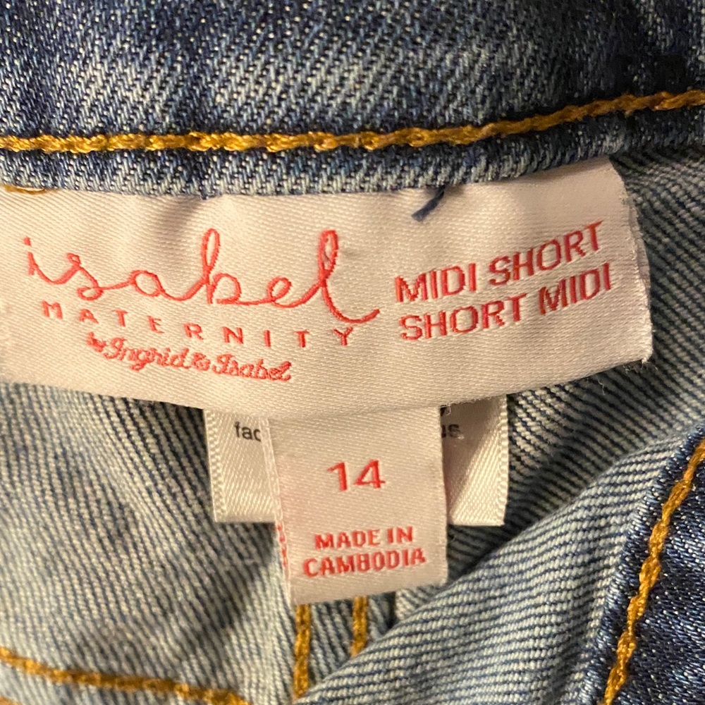 Maternity Denim Shorts with Stretch Side Panels - Blue - Picture 2 of 7